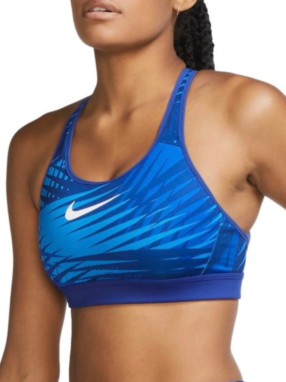 Nike Blue USA Track Team Patterned Impact Racerback Sports Bra Size Medium